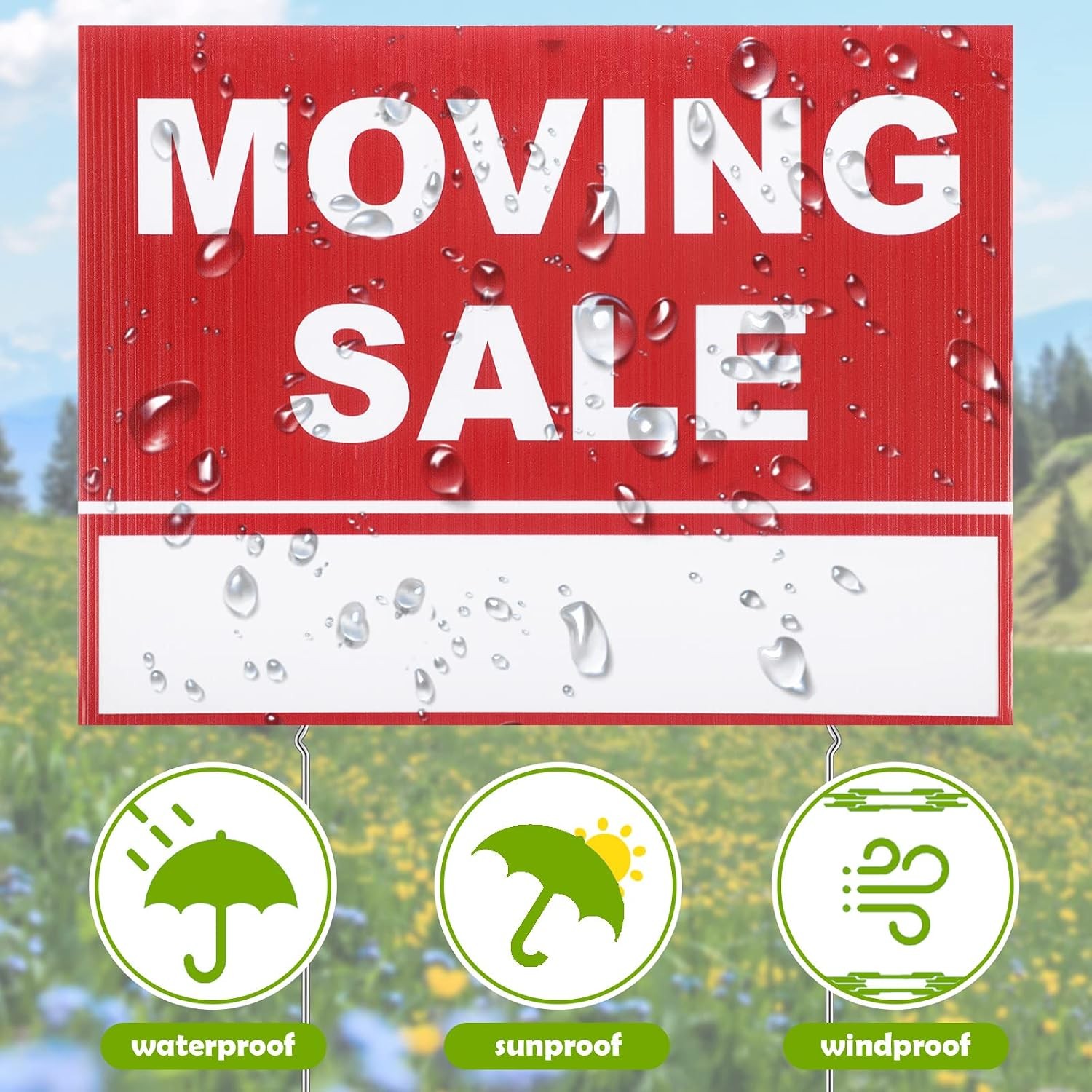 Double Sided Yard Sale Signs 12 x 16 Inch with Stake Moving Sale Sign Kit