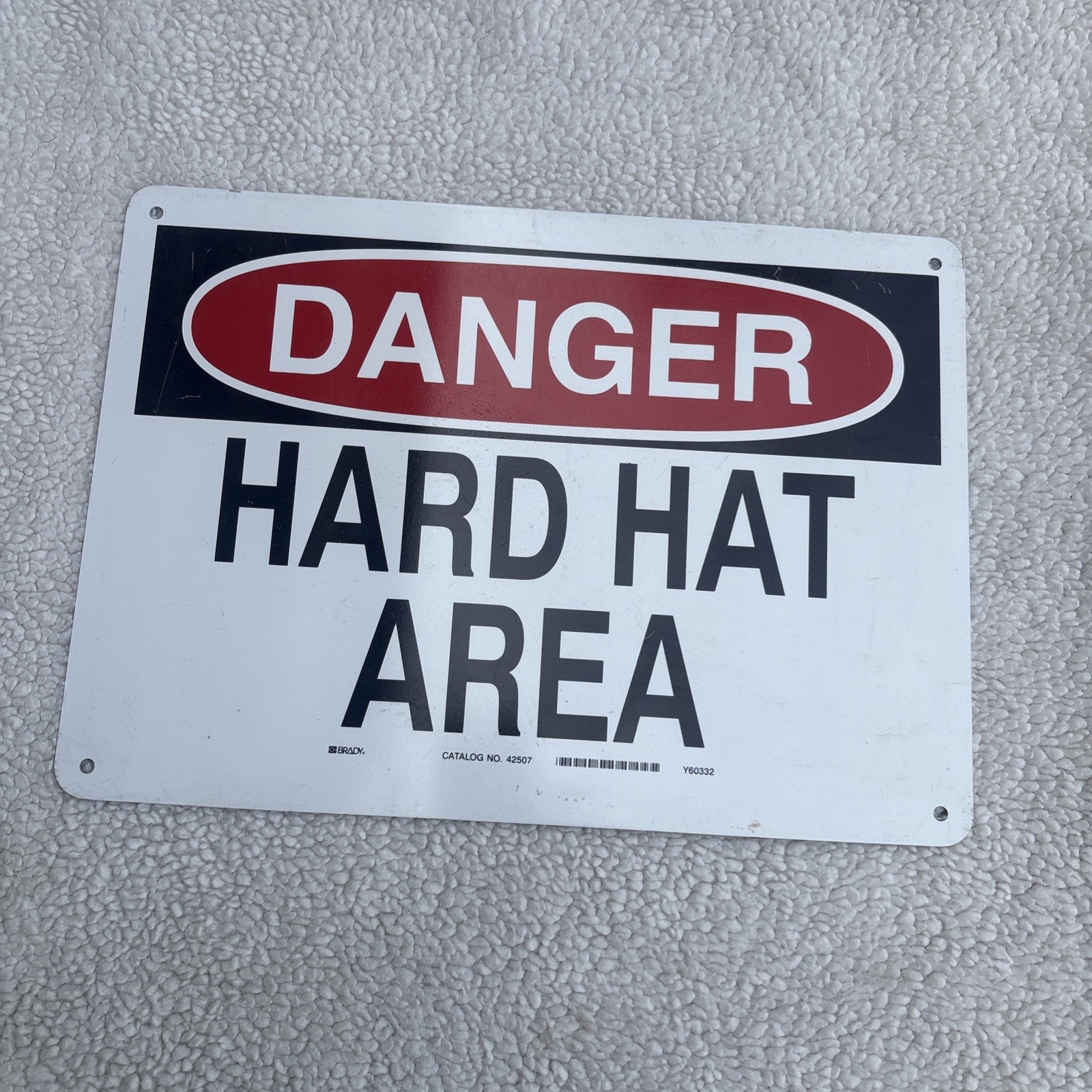 Hard Hat Area Danger Aluminum Weatherproof Sign 10 X 14 Inches