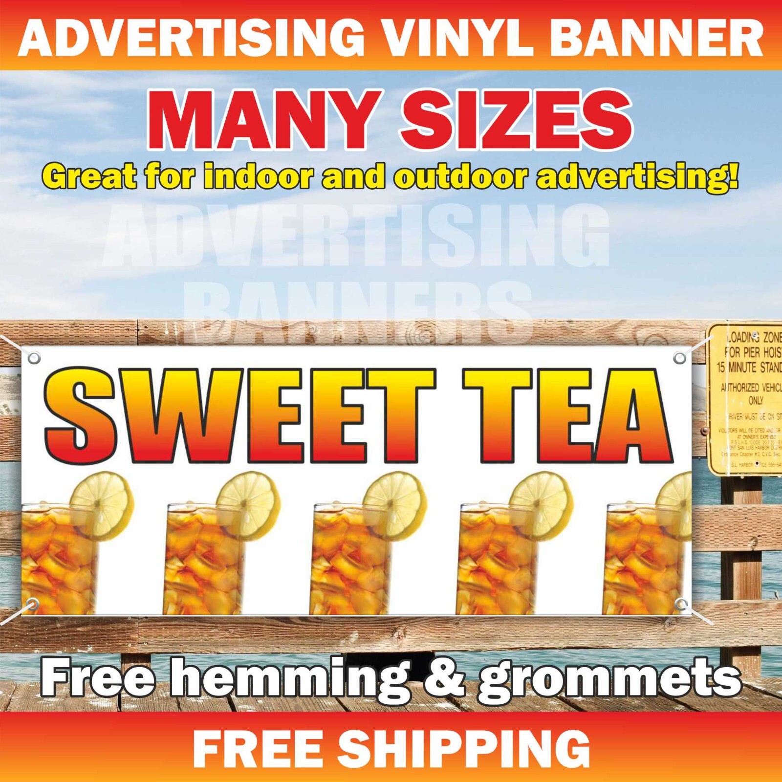 SWEET TEA Advertising Banner Vinyl Mesh Sign slushies juice ice coffee drinks