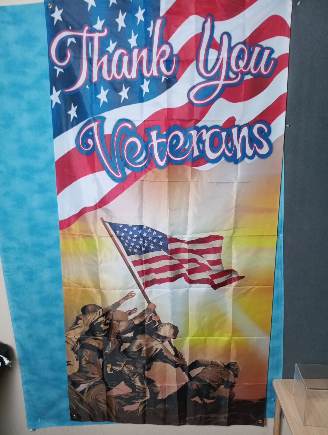 Veterans Day Door Banner – Waterproof Vinyl, 34in×69in, Thank You Veterans