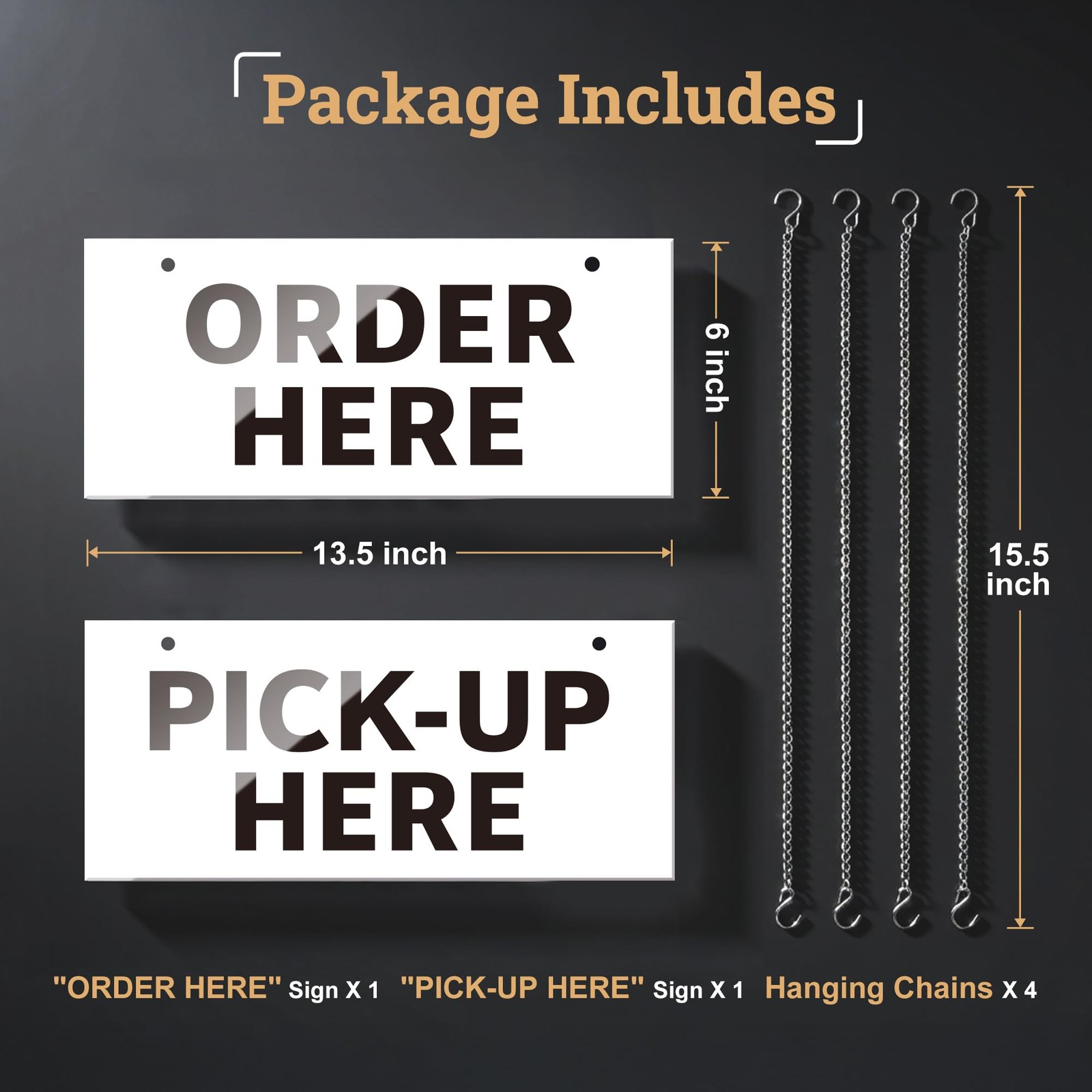 Order Here Sign 2PK Acrylic Hanging Order & Pick-Up Here Signs, 13.5″ x 6″ Tw…