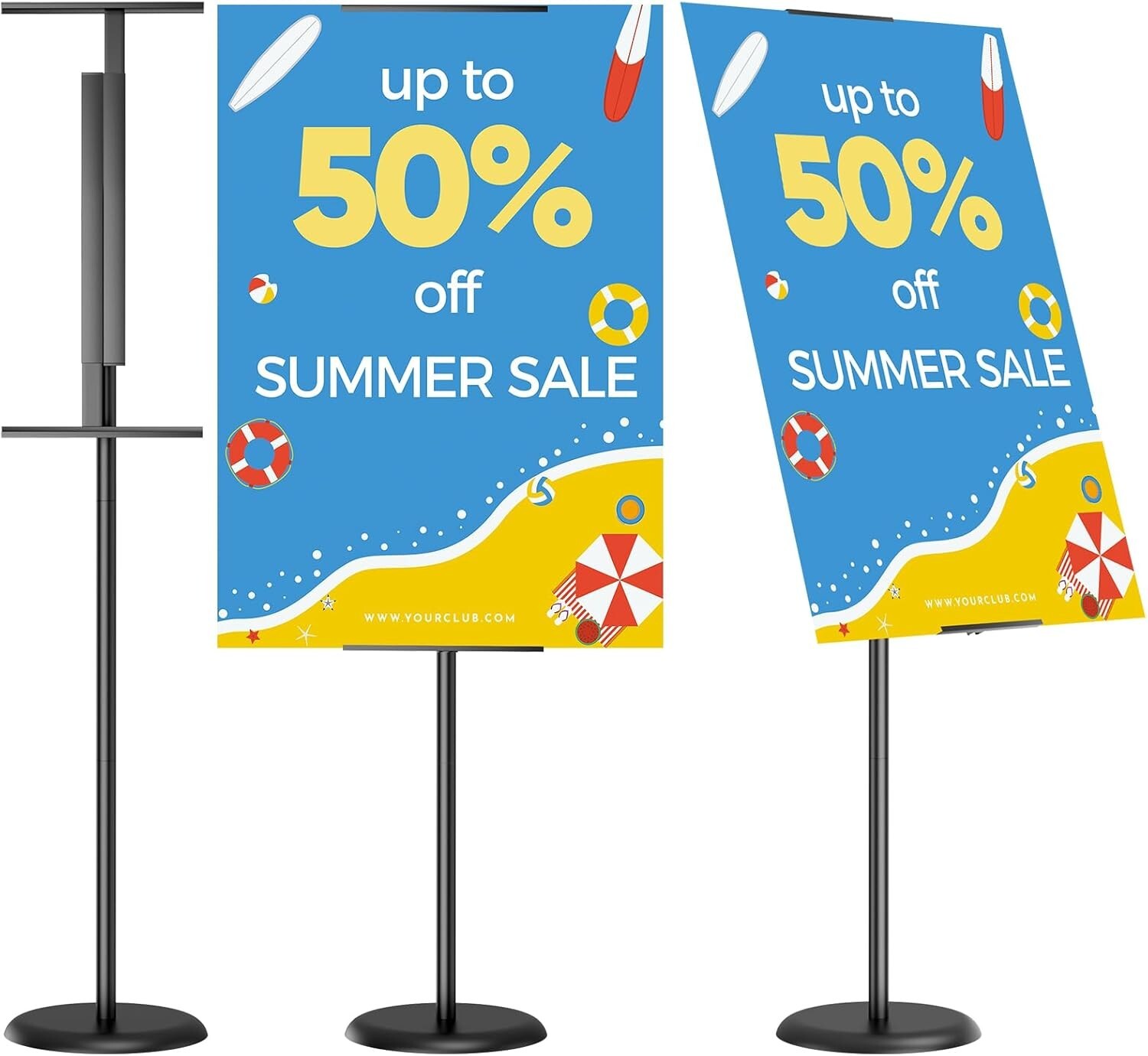 Black Metal Adjustable Business Poster Stand , 63′ ~ Poster Size 17″-44″ New