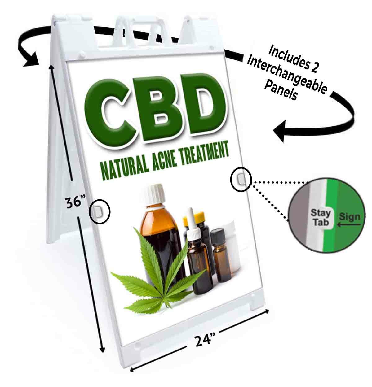 CBD NATURAL ACNE TREATMENT Signicade 24×36 A Frame Sidewalk Sign Double Sided