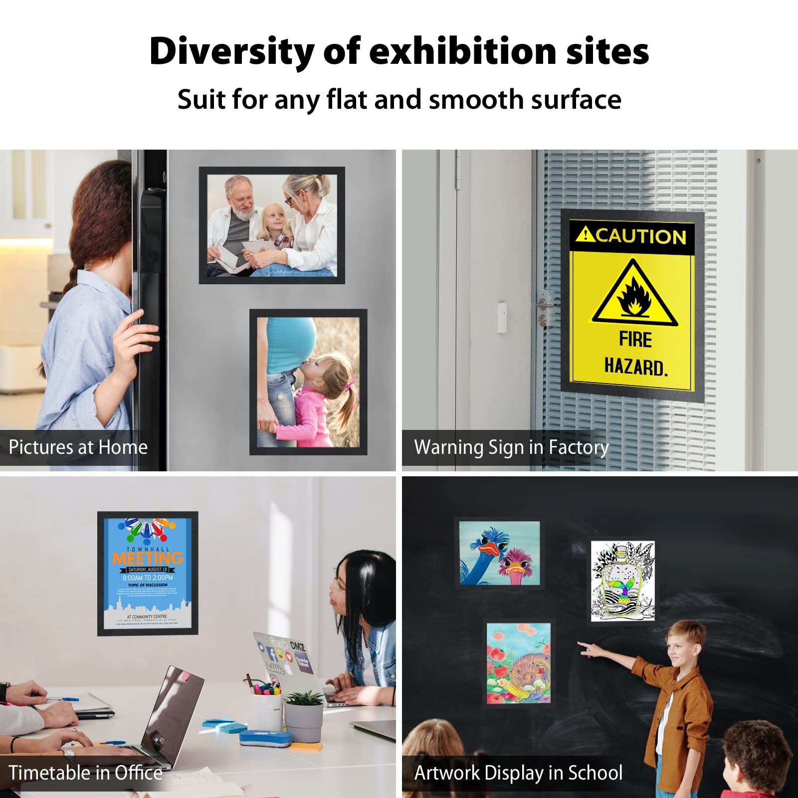 VAIIGO 11″x 17″ Self Adhesive Magnetic Sign Holder, 11″x17″ 10Pack, Black