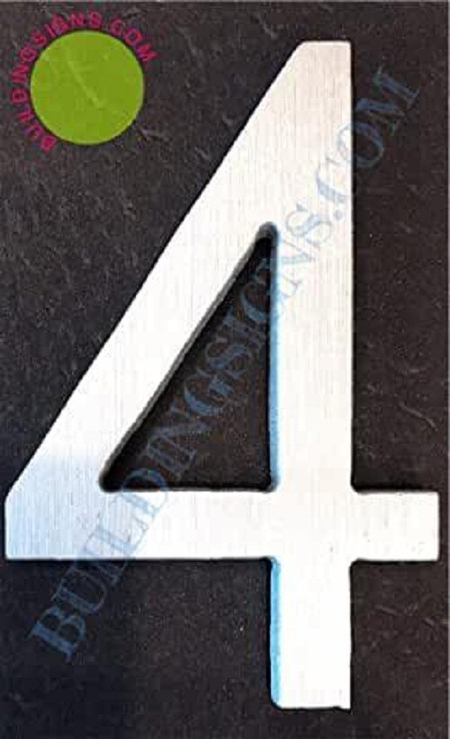 Aluminum Number 4 Sign (Brush Silver,, Rust Free, 2.75 inch)….–REF24-1027