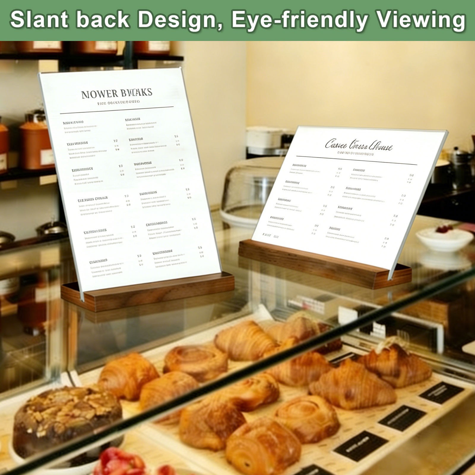 8″ x 12″ Acrylic Sign Holder Wood Base, L-Shape A4 Clear Holder Slant