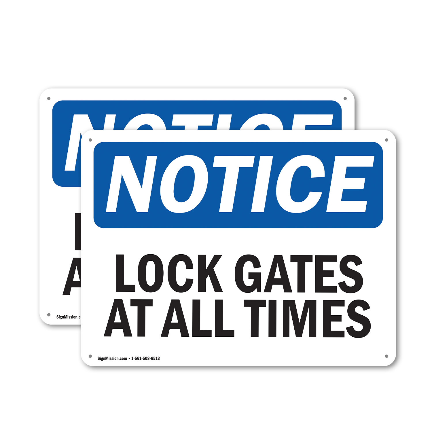 (2 Pack) Lock Gate At All Times OSHA Notice Sign Decal Metal Plastic