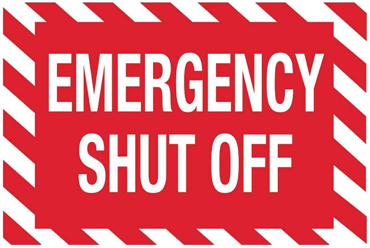 Green Products 1897S Recycled Polystyrene “Emergency Shut Off” Safety Sign, Self