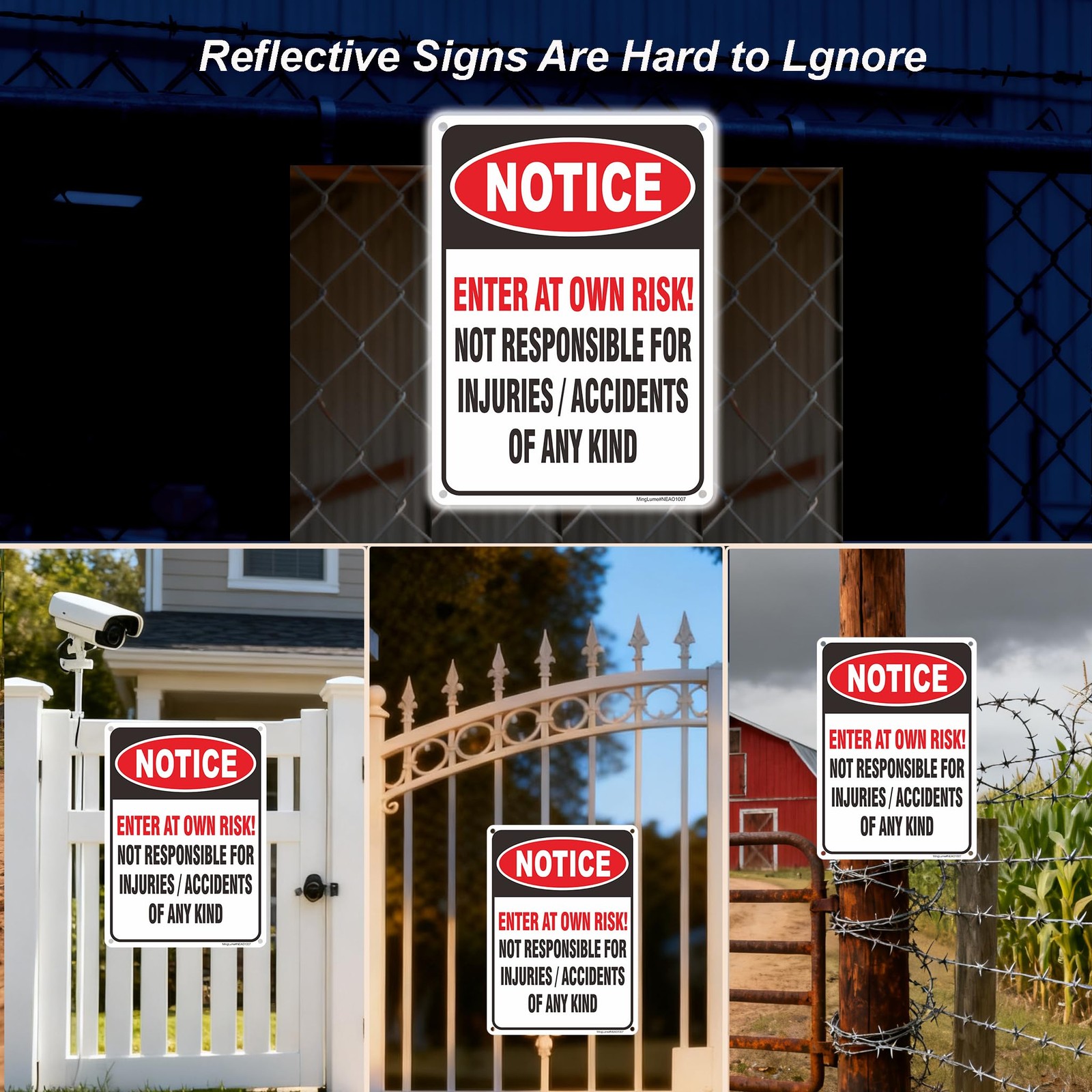 2 Pack Enter at Own Risk Warning Signs – Not Responsible for Accident or Inju…