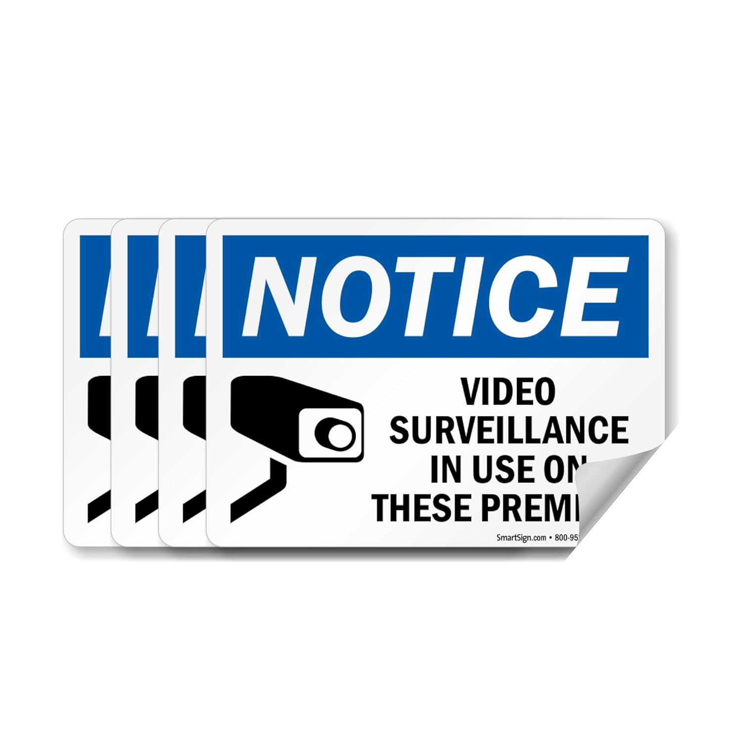 (Pack of 4) 5 x7 inch “Notice – Video Surveillance in Use On These Premises” …