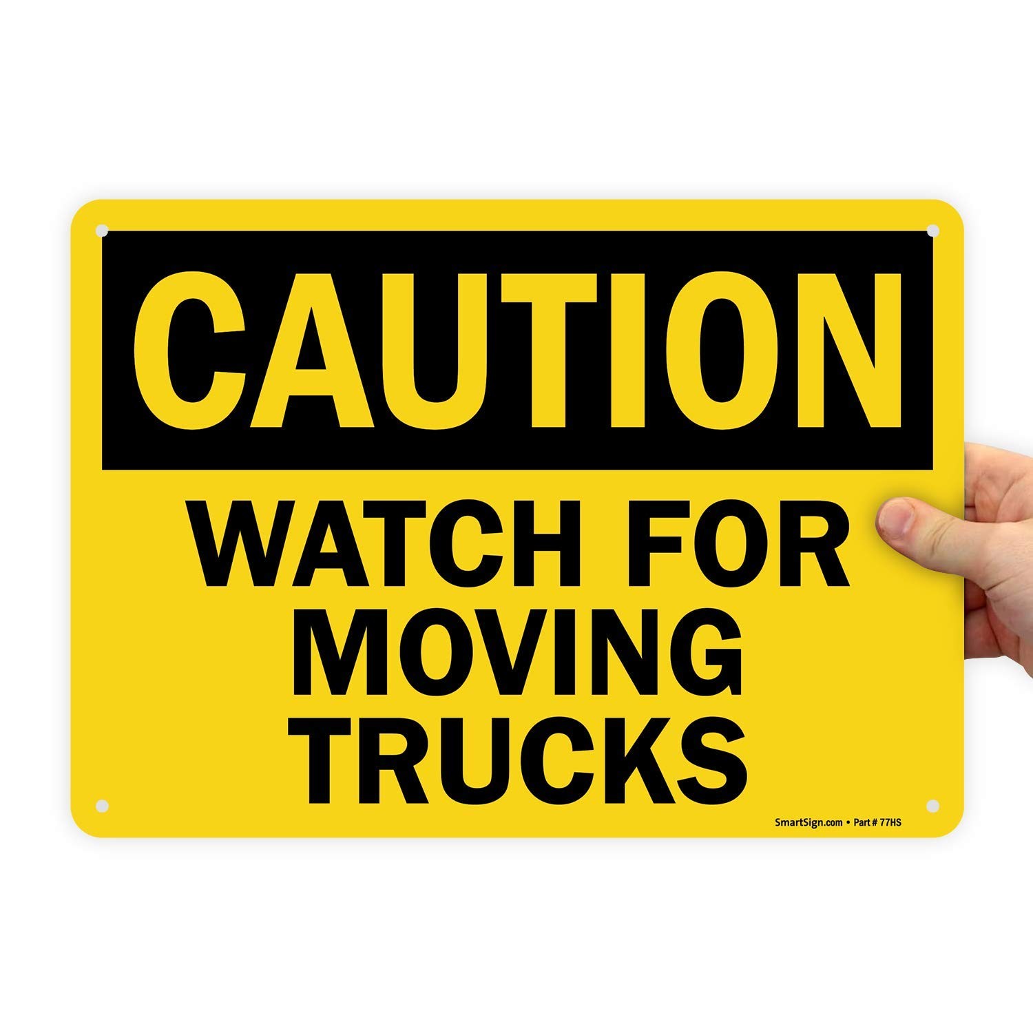 Caution Watch For Moving Trucks Sign 10×14 Inch Plastic Safety Warehouse