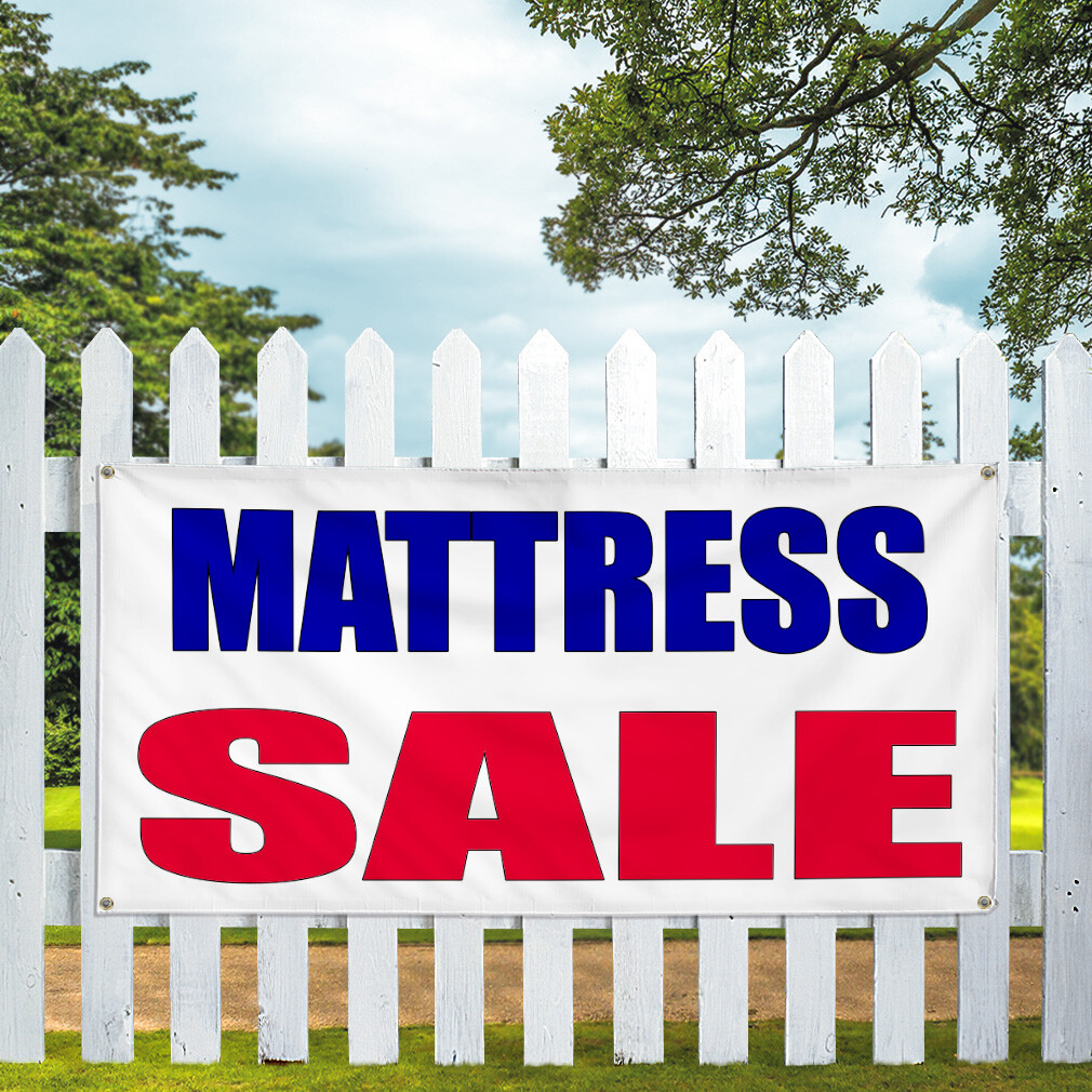 Vinyl Banner Multiple Sizes Mattress Sale Blue Red Promotion Business Business