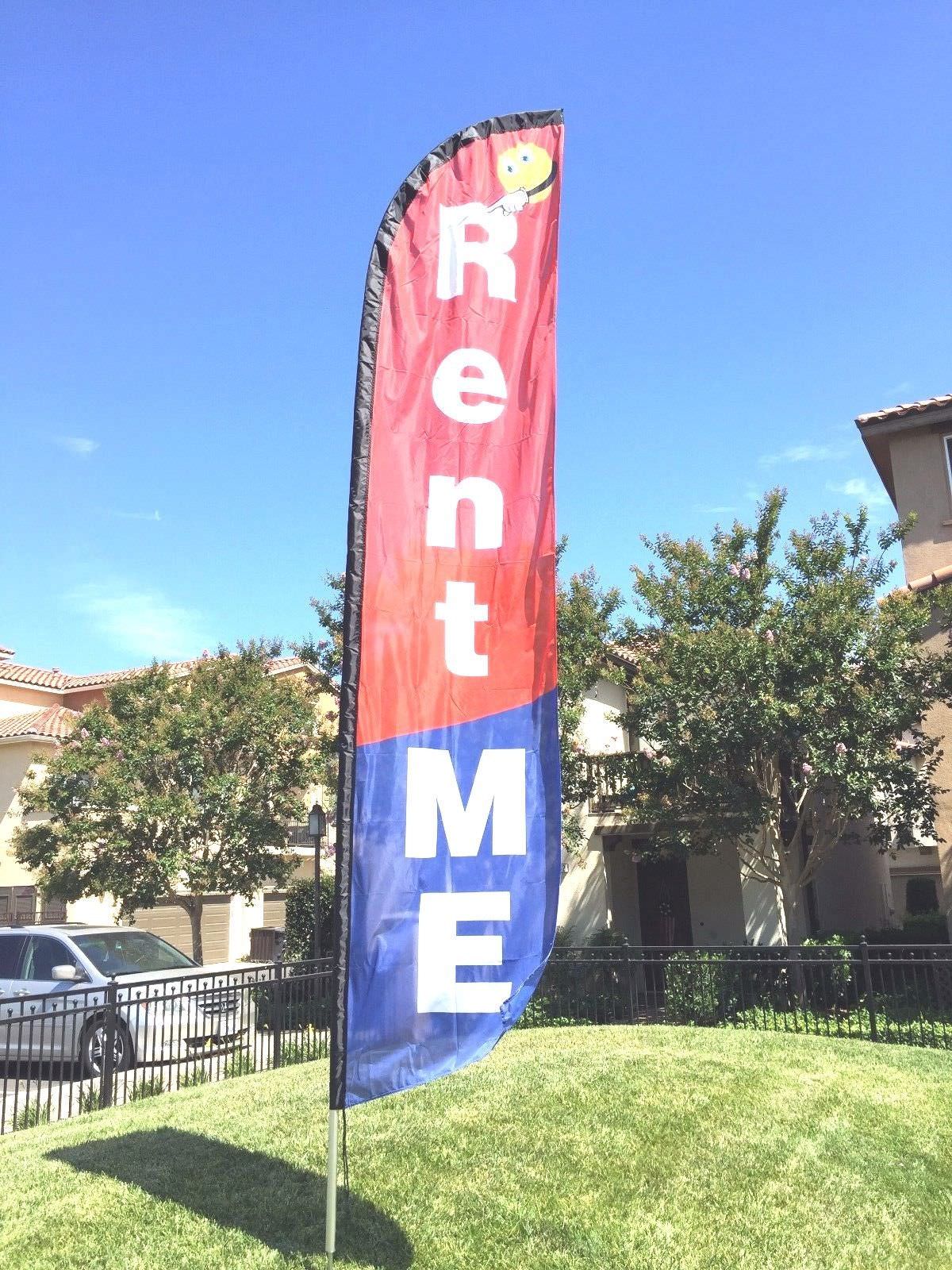 Custom Feather Swooper Banner Sign Flag 15′ Kit Rent Me -Free Gift