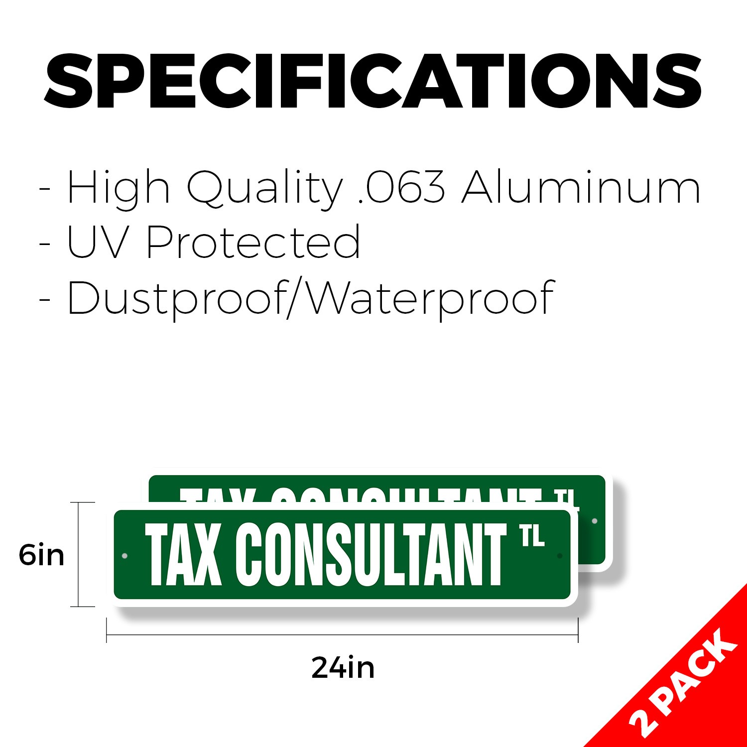 TAX CONSULTANT Street Sign (2 Pack) accountant CPA accounting IRS Internal