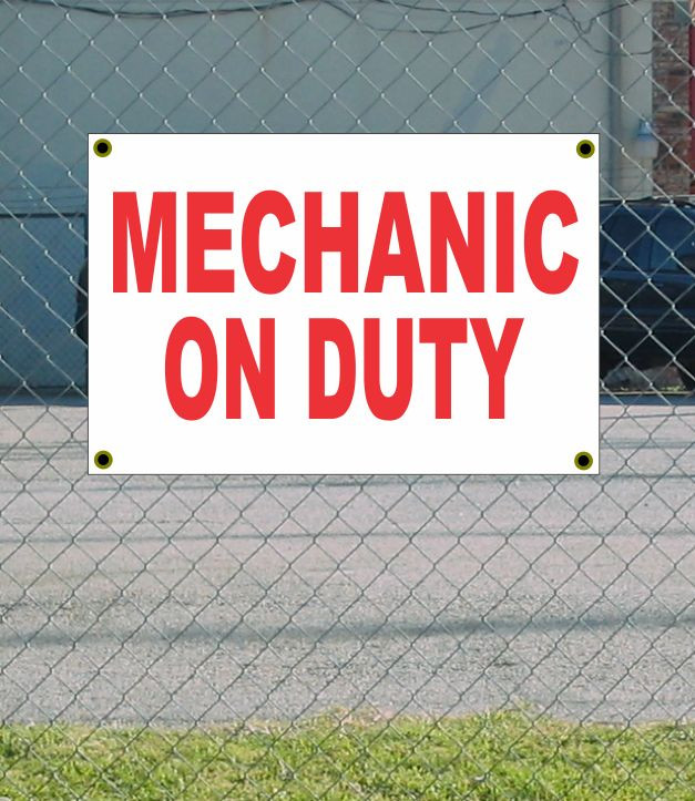 2×3 MECHANIC ON DUTY Red & White Banner Sign NEW Discount Size & Price FREE SHIP