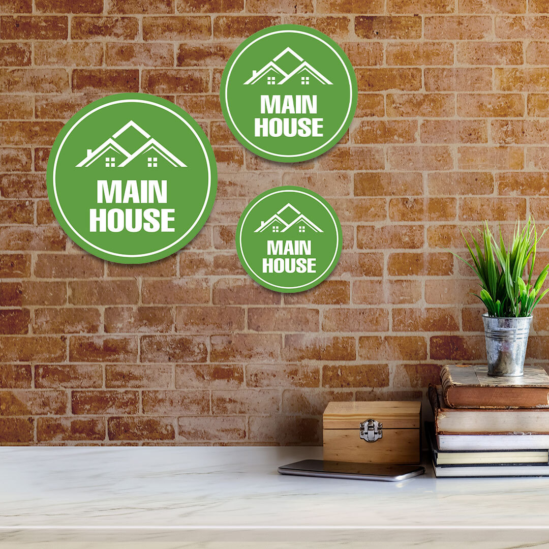 Circle Plus Main House Wall or Door Sign | Easy Installation