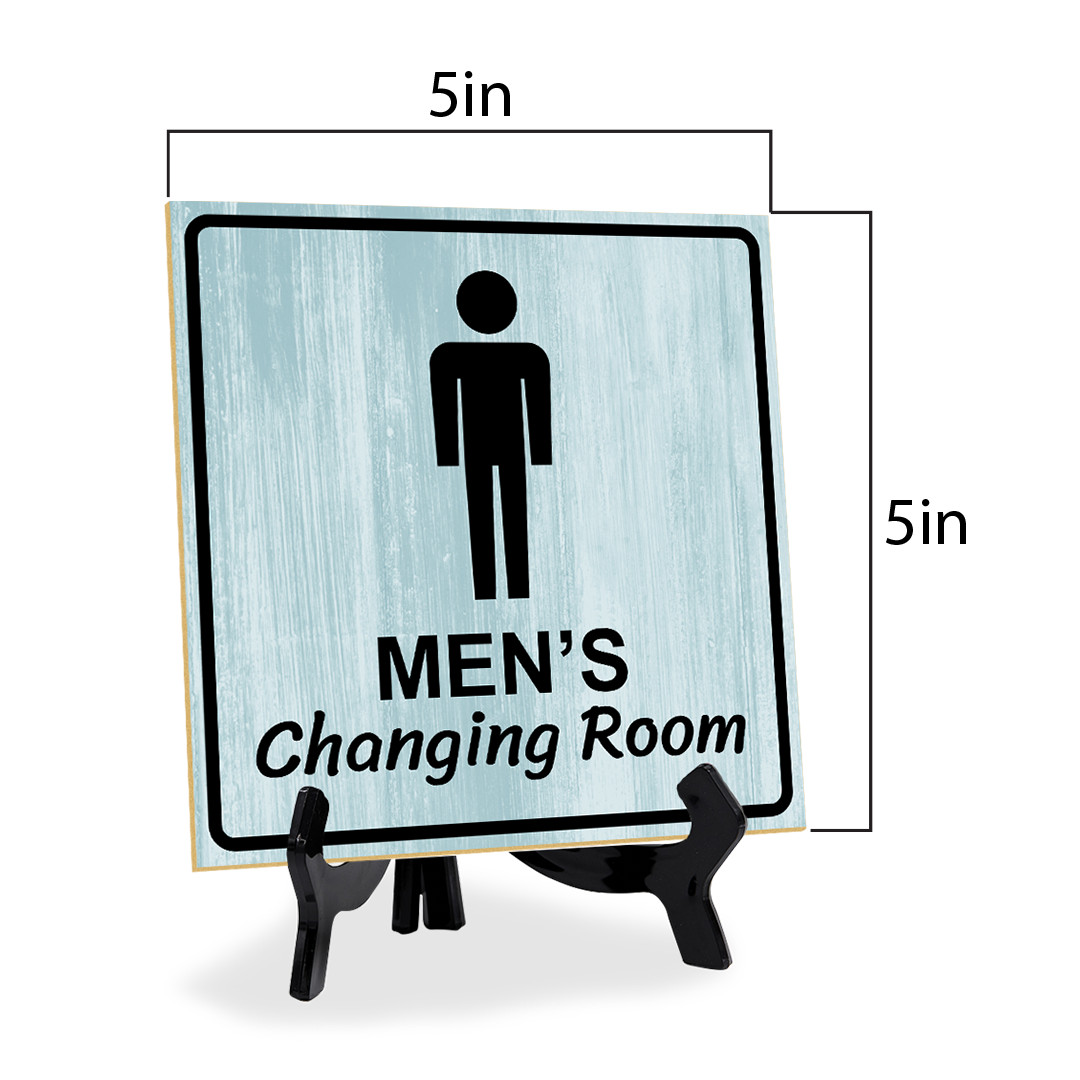 Men’s Changing Room 5″x 5″ Square Table Sign With Acrylic Easel