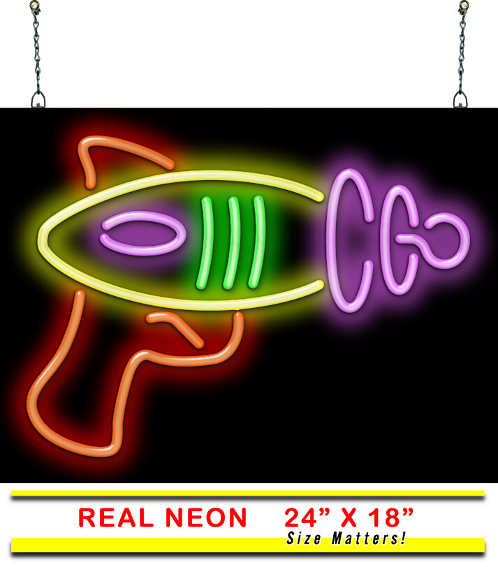 Alien Ray-Gun Neon Sign Window or Wall Use REAL Hand Bent Neon Easy Installation