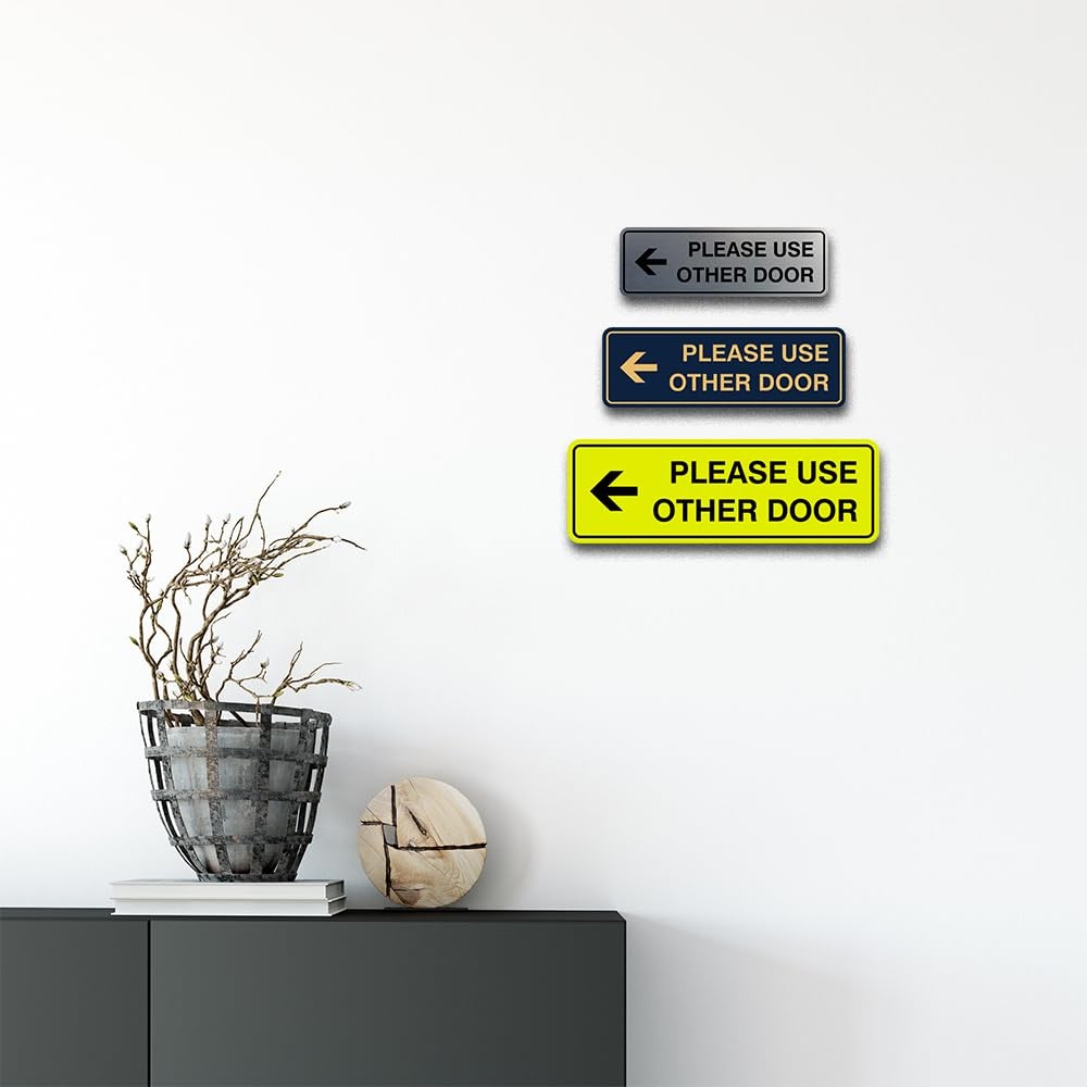 1 Pack Standard Please Use Other Door Sign Left Arrow Black Small Label