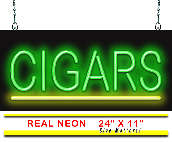 Cigars Neon Sign – Large 24″w x 11″h – Real, Bright Neon Attracts More Customers