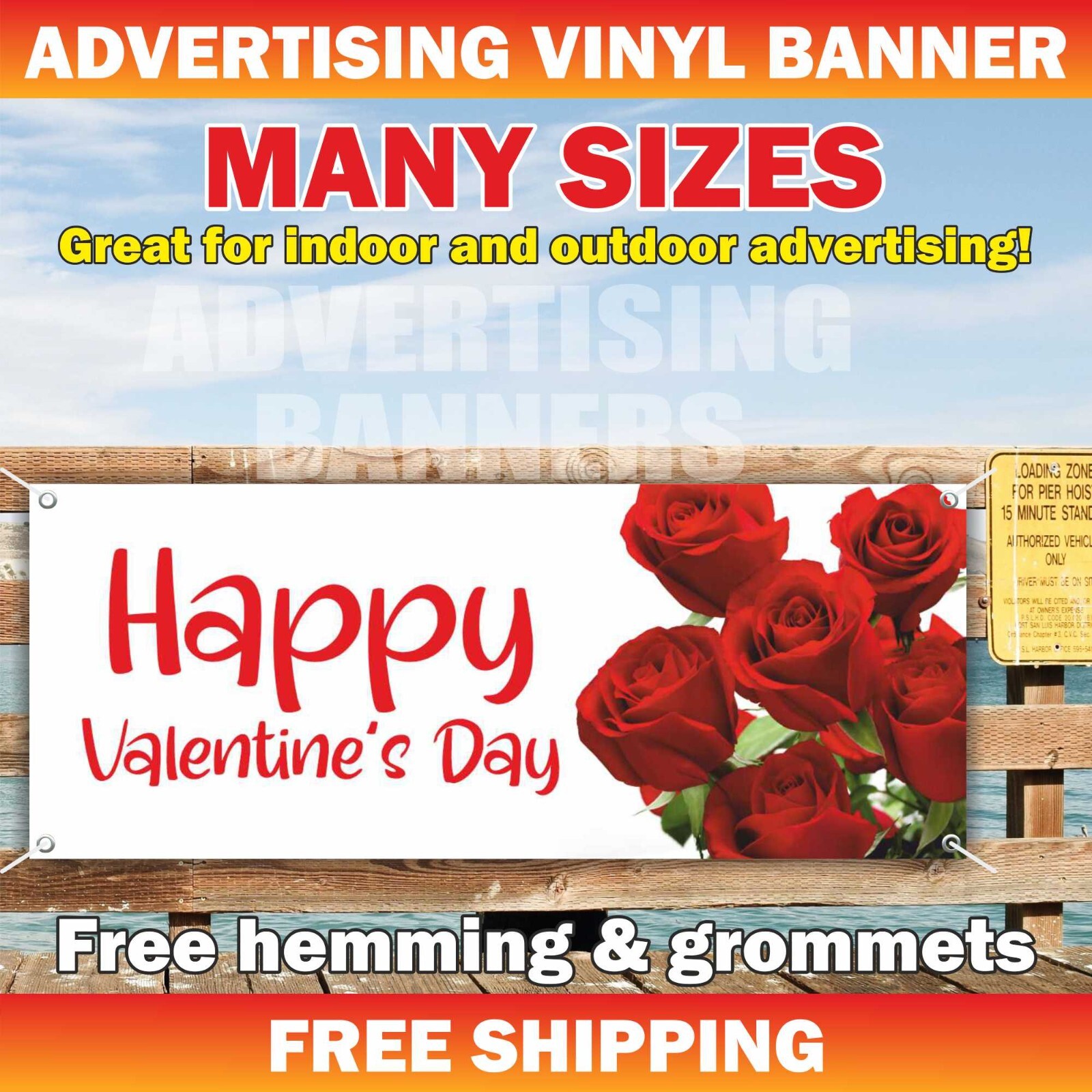 Happy Valentine’s Day Advertising Banner Vinyl Mesh Sign Gift Decoration Holiday