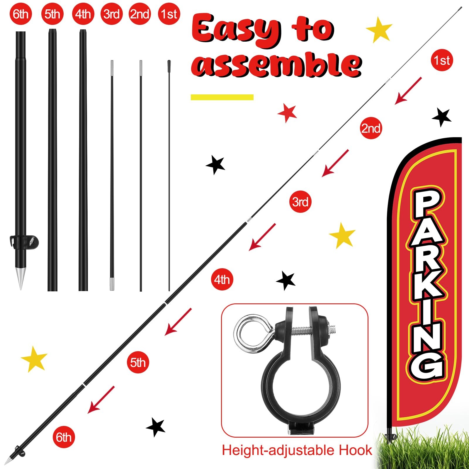 2 Pack Parking Feather Flag with 11 ft Pole Kit for Business Outside Includes…