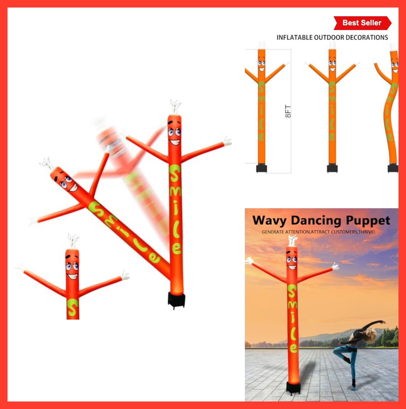 Inflatable Air Waving Tube Dancer 8 Feet with Blower LED for Holiday Decor Party