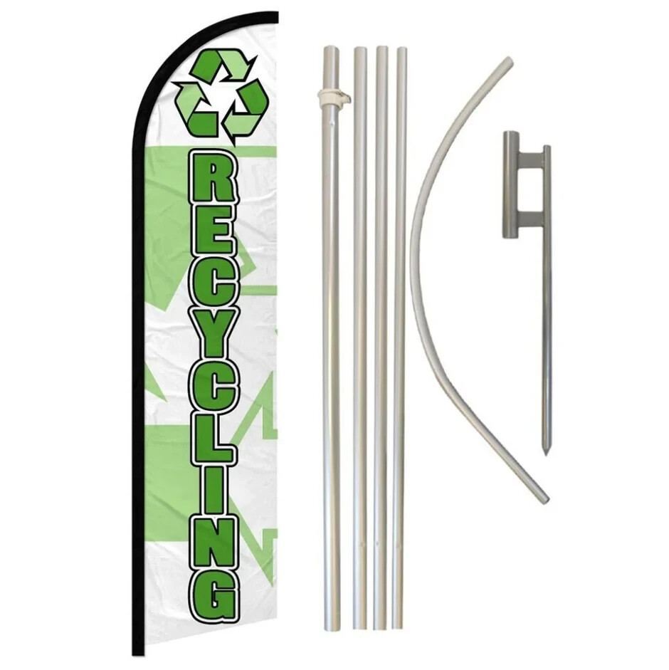 Recycling Windless Advertising Banner Flag & Pole Kit
