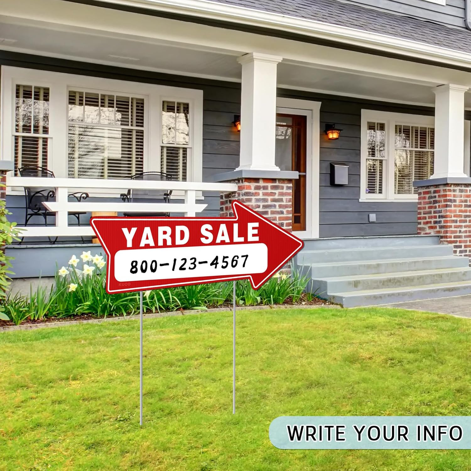 7 PC Yard Sale Signs with Stakes, 17″ X 6″, Double-Sided Yard Sale Arrows Sign w
