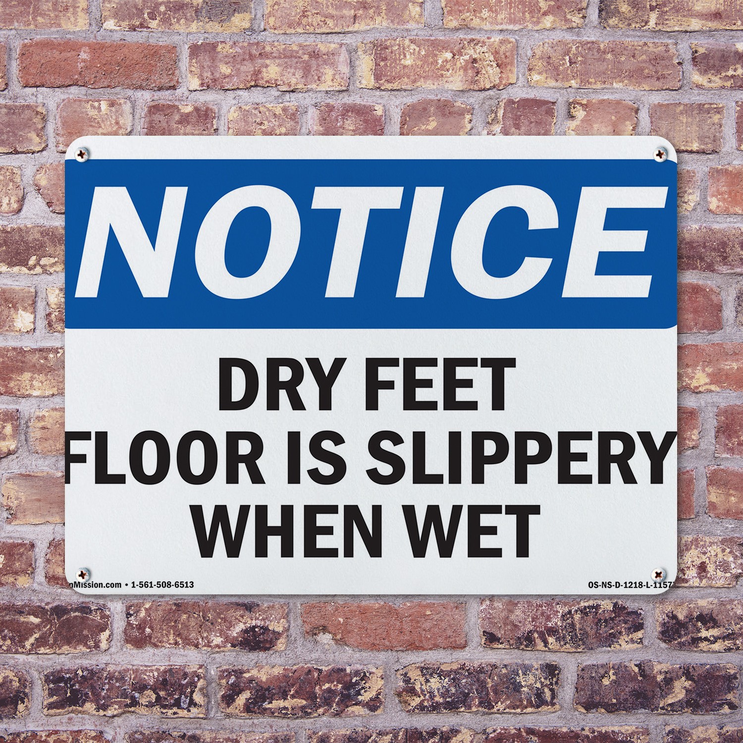 Dry Feet Floor Is Slippery When Wet OSHA Notice Sign Or Decal – 5 or 10 Pack