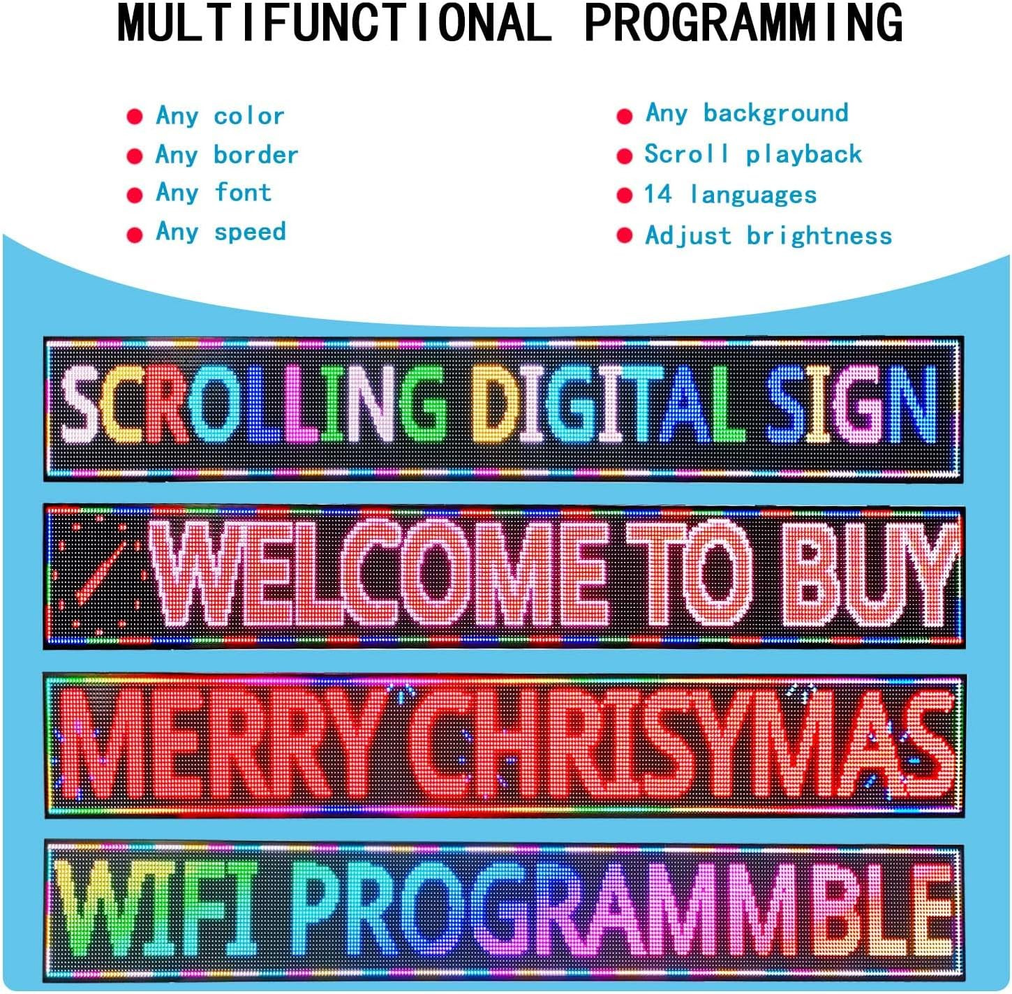 Programmable Scrolling Led Signs, Digital Display Screen Outdoor Waterproof, Ope