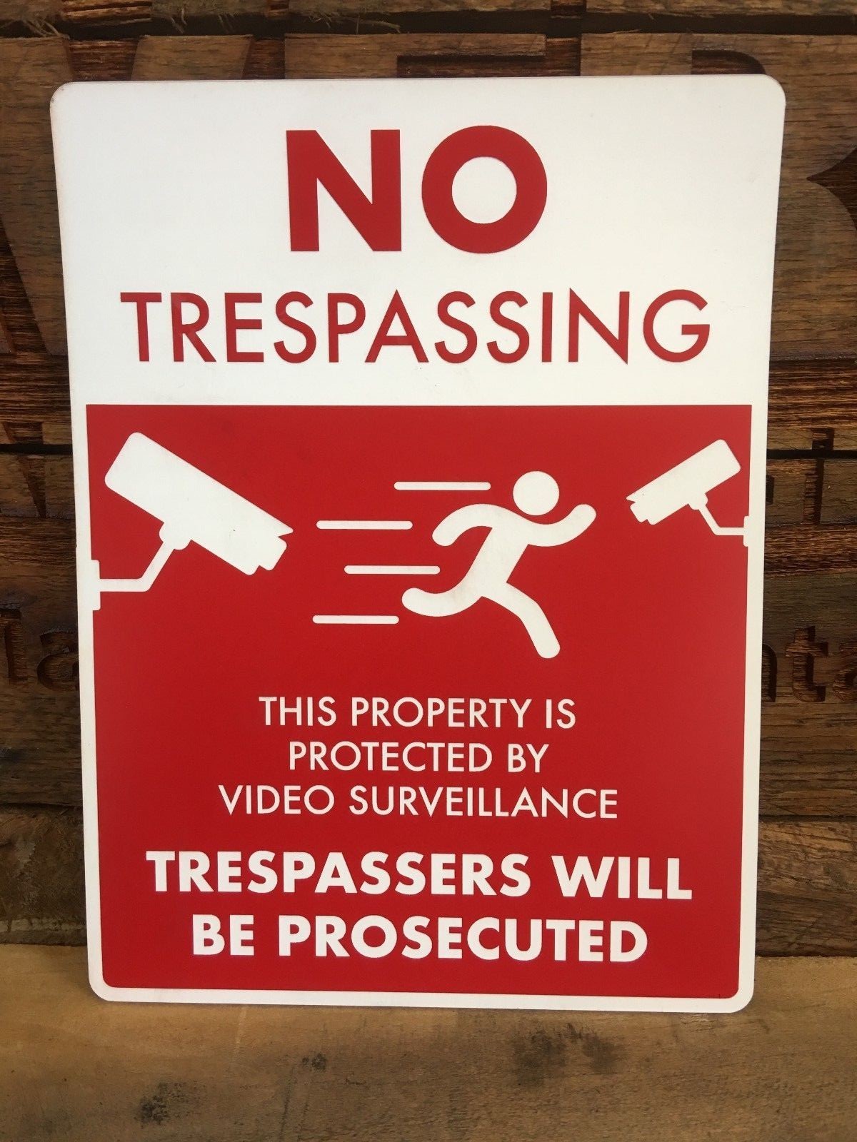 Video Monitoring / Surveillance Sign, Red/White, 6″x8″