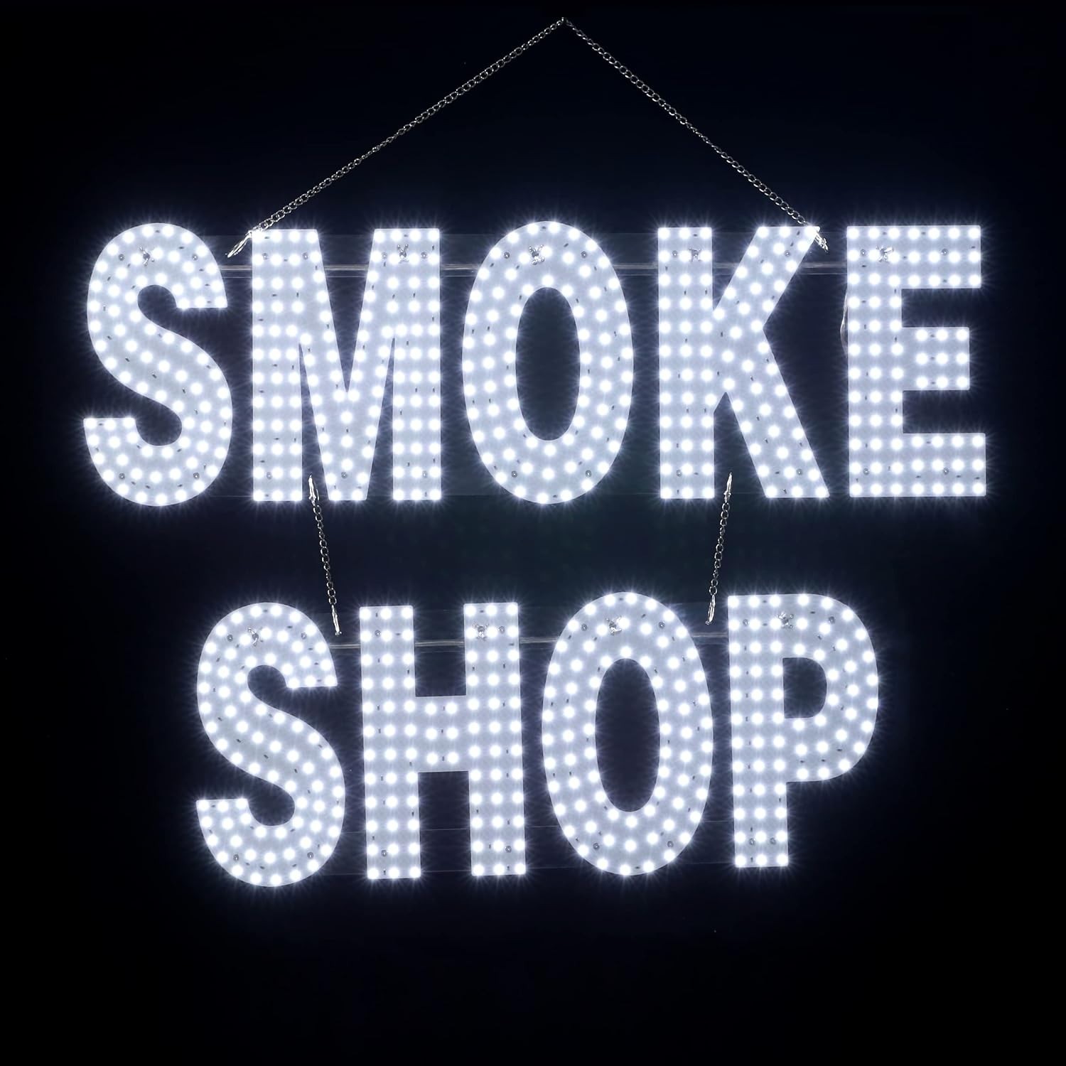 30″x20″ LED Smoke Shop Sign – Bright White, High Visibility for Retail Display