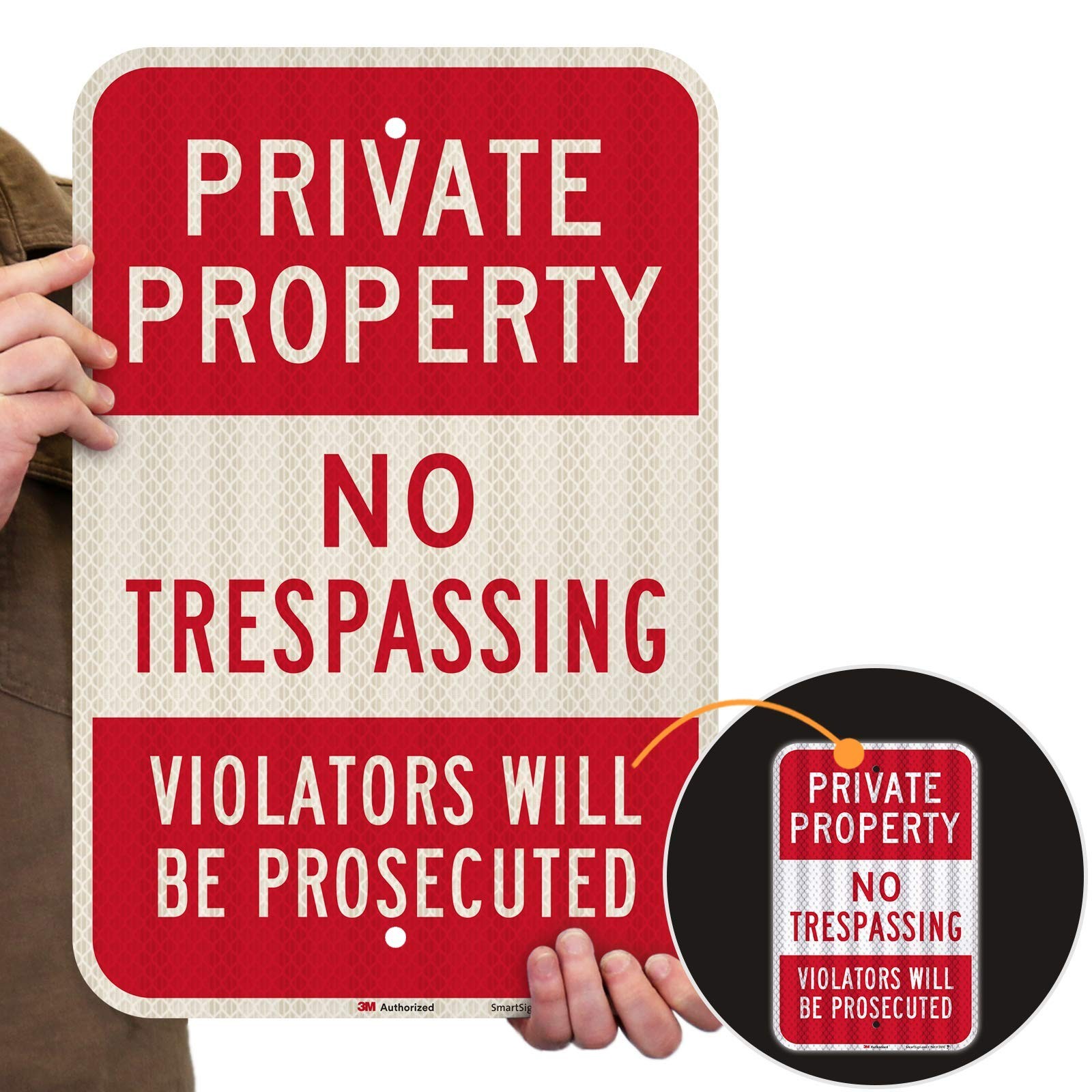 Private Property No Trespassing Sign – 12x18in Reflective Aluminum – USA Ma