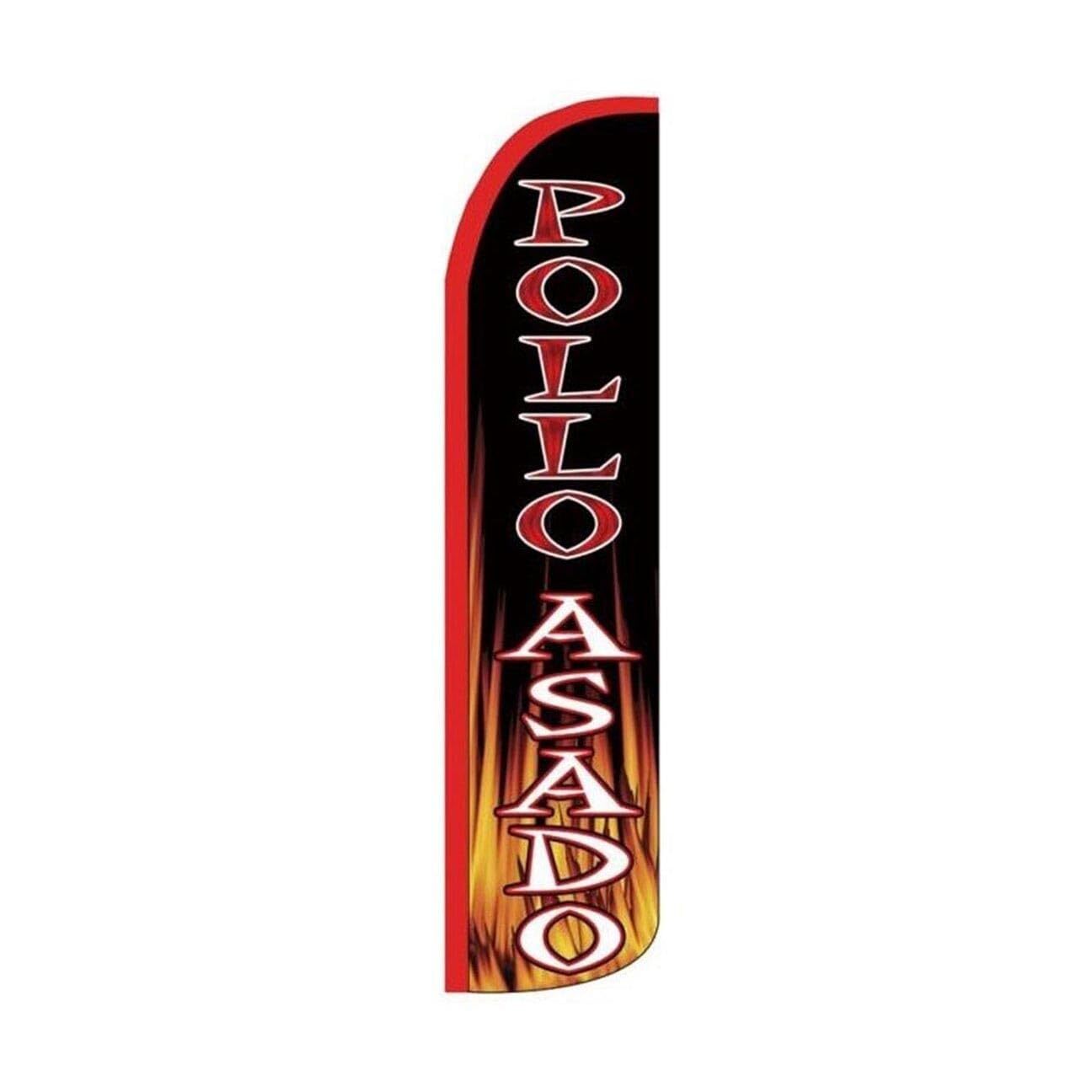 Pollo Asado Swooper Flutter Feather Flag | 3ft W x 11.5ft Tall