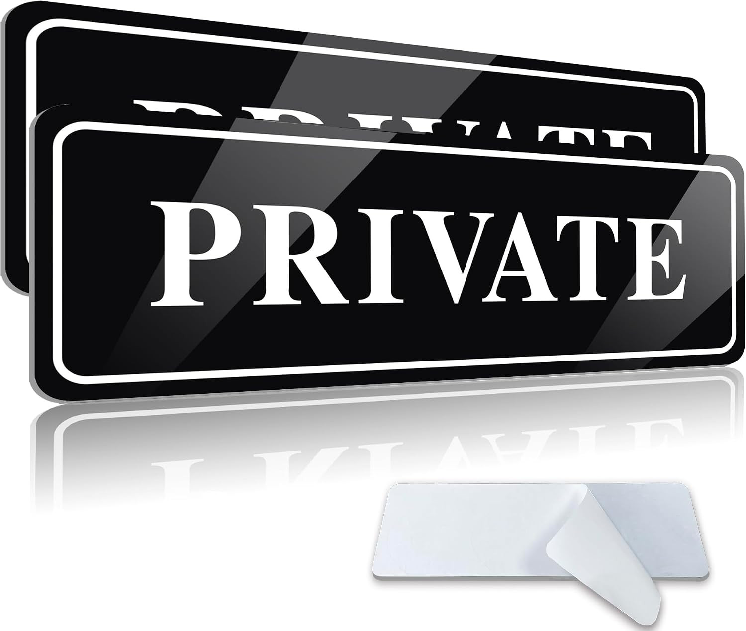 2pcs Private Sign for Doors,With Self Adhesive,8×2.8in,Black