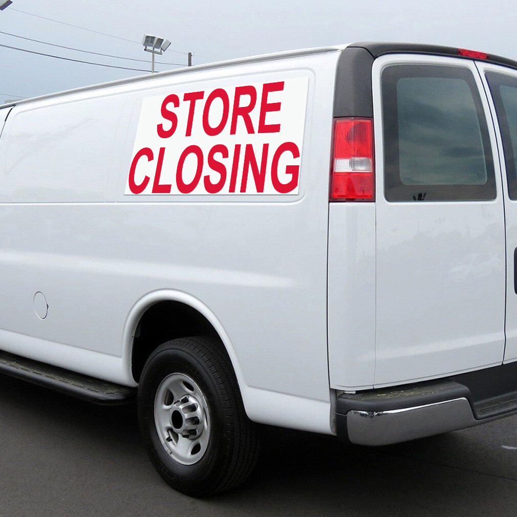 Car Magnet Set of 2 Store Closing Red Car Advertising Industrial Sign