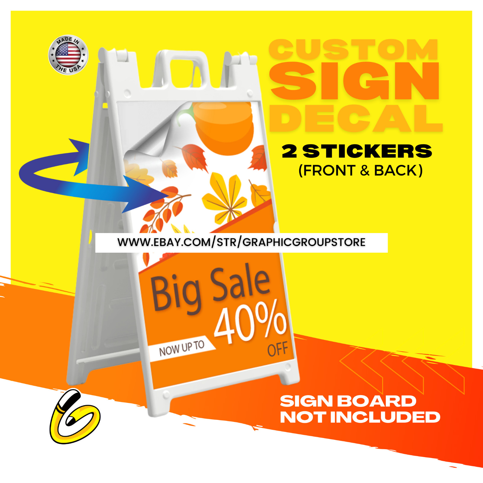 REPLACEMENT SIGN A-Frame Sidewalk Custom Signicade Decal Sticker 24×36, No Board