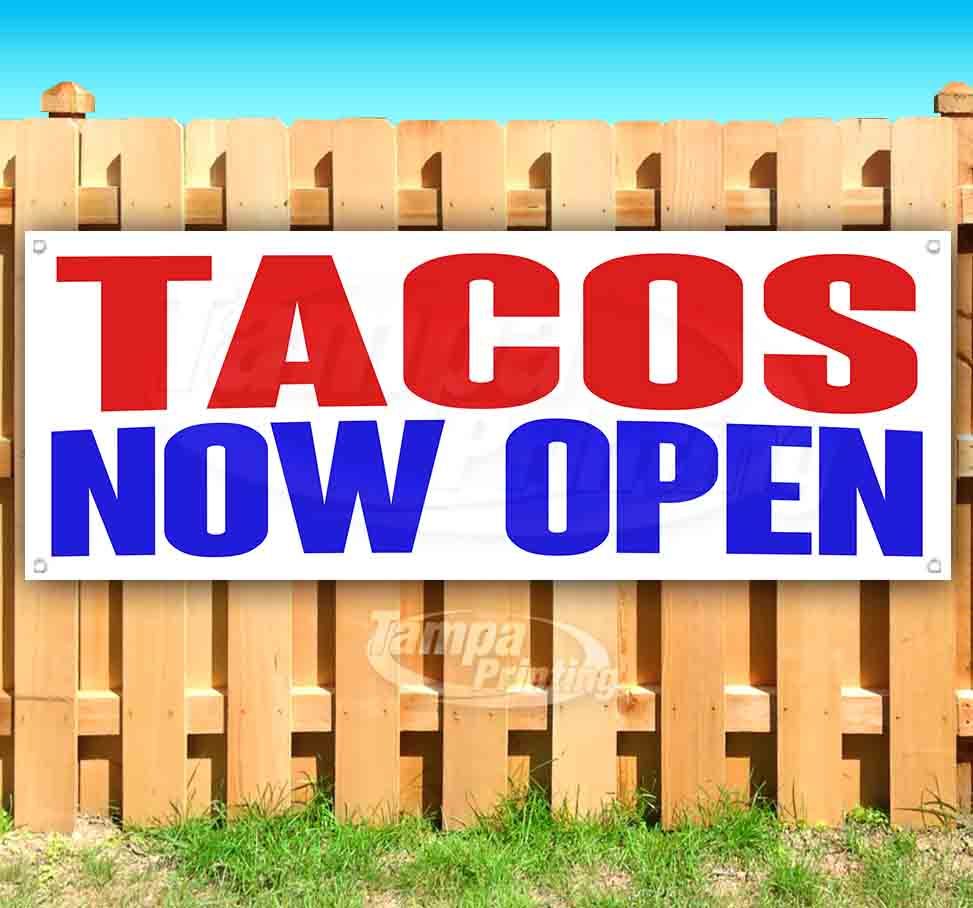 TACOS NOW OPEN Advertising Vinyl Banner Flag Sign Many Sizes