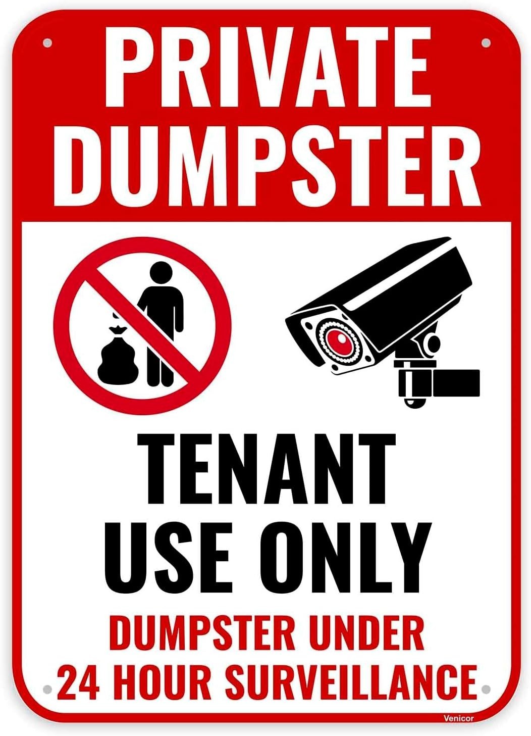 1PC Private Dumpster Sign, 14 x 10 Inches – Aluminum – No Dumping Private Pro…