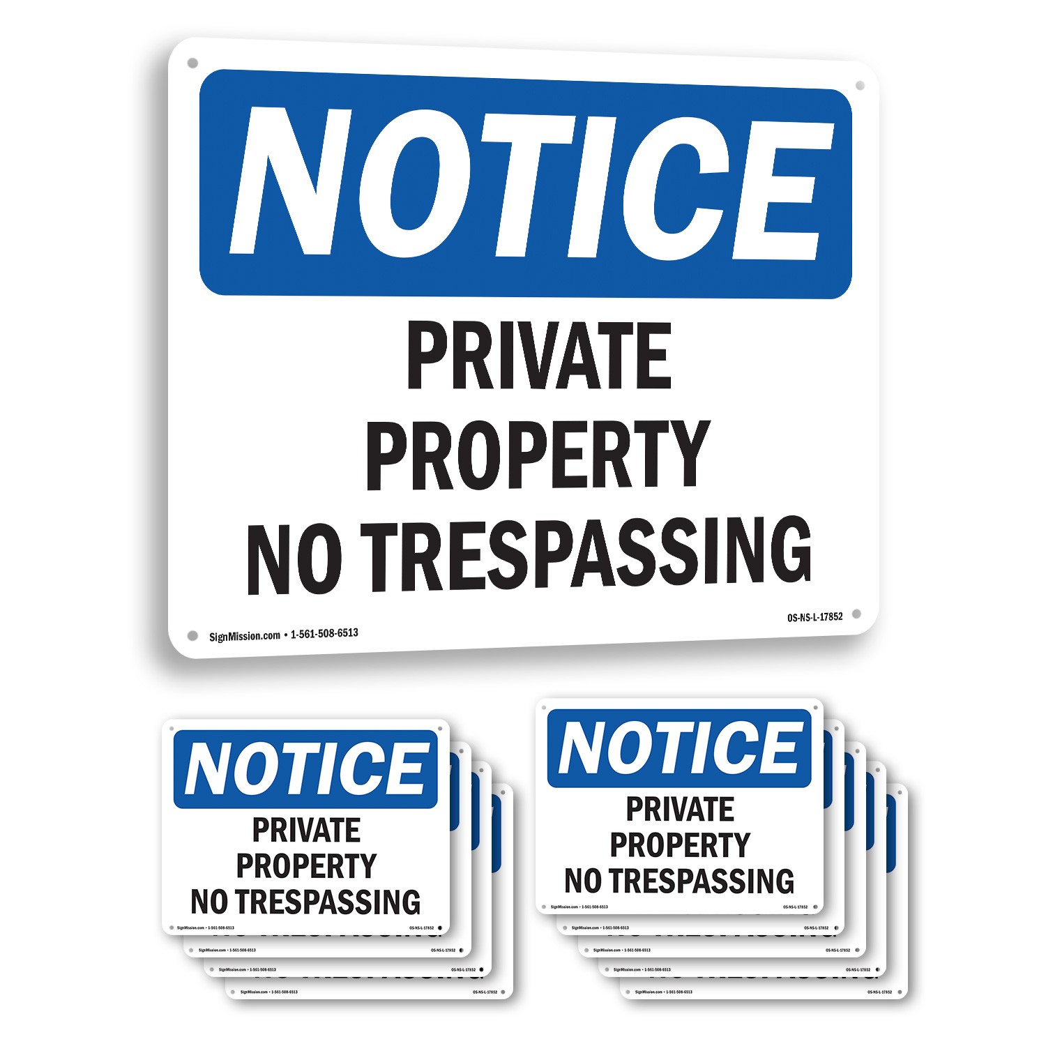 Private Property No Trespassing OSHA Notice Sign Metal,, Decal 5 or 10 Pack