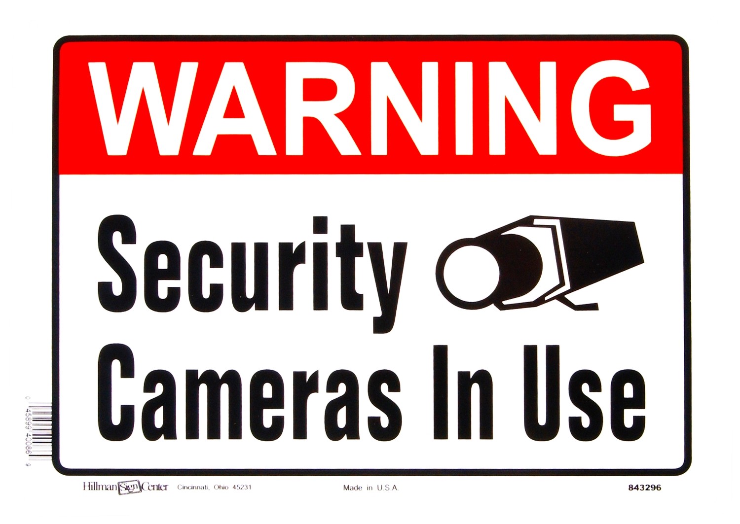 WARNING SECURITY CAMERAS IN USE metal SIGN video security camera Hillman 843296