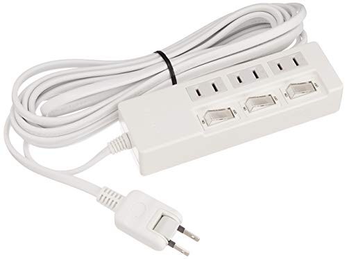Buffalo BUFFALO 2-pin power strip with 3 outlets individual switches 5m cord