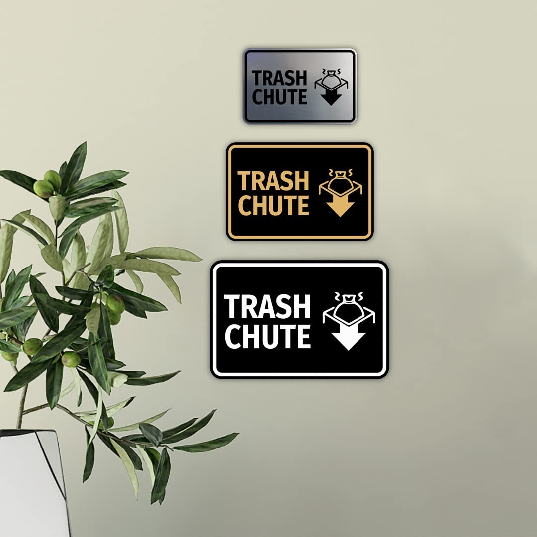 Classic Framed Trash Chute Sign Black Medium Facility Signage