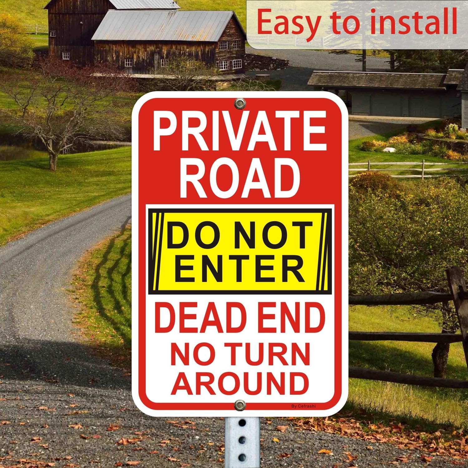 2 Pack Reflective Aluminum No Turn Around Sign, 18″ x 12″, Dead End Do Not Enter