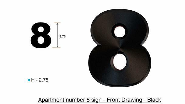 Apartment Number Sign/Mailbox Number Sign, Number 8 (Black,3D, …-REF24-1027