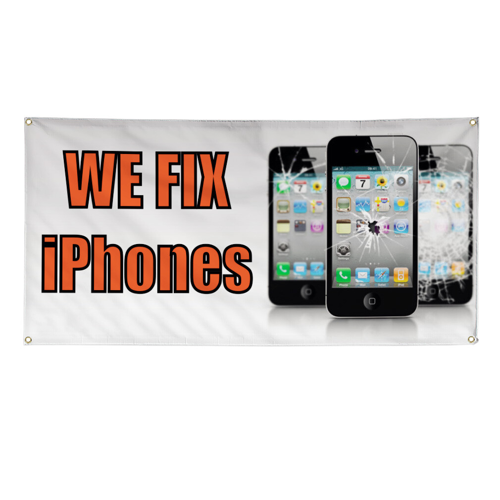 Vinyl Banner Multiple Sizes We Fix Iphone Outdoor Advertising Printing Retail