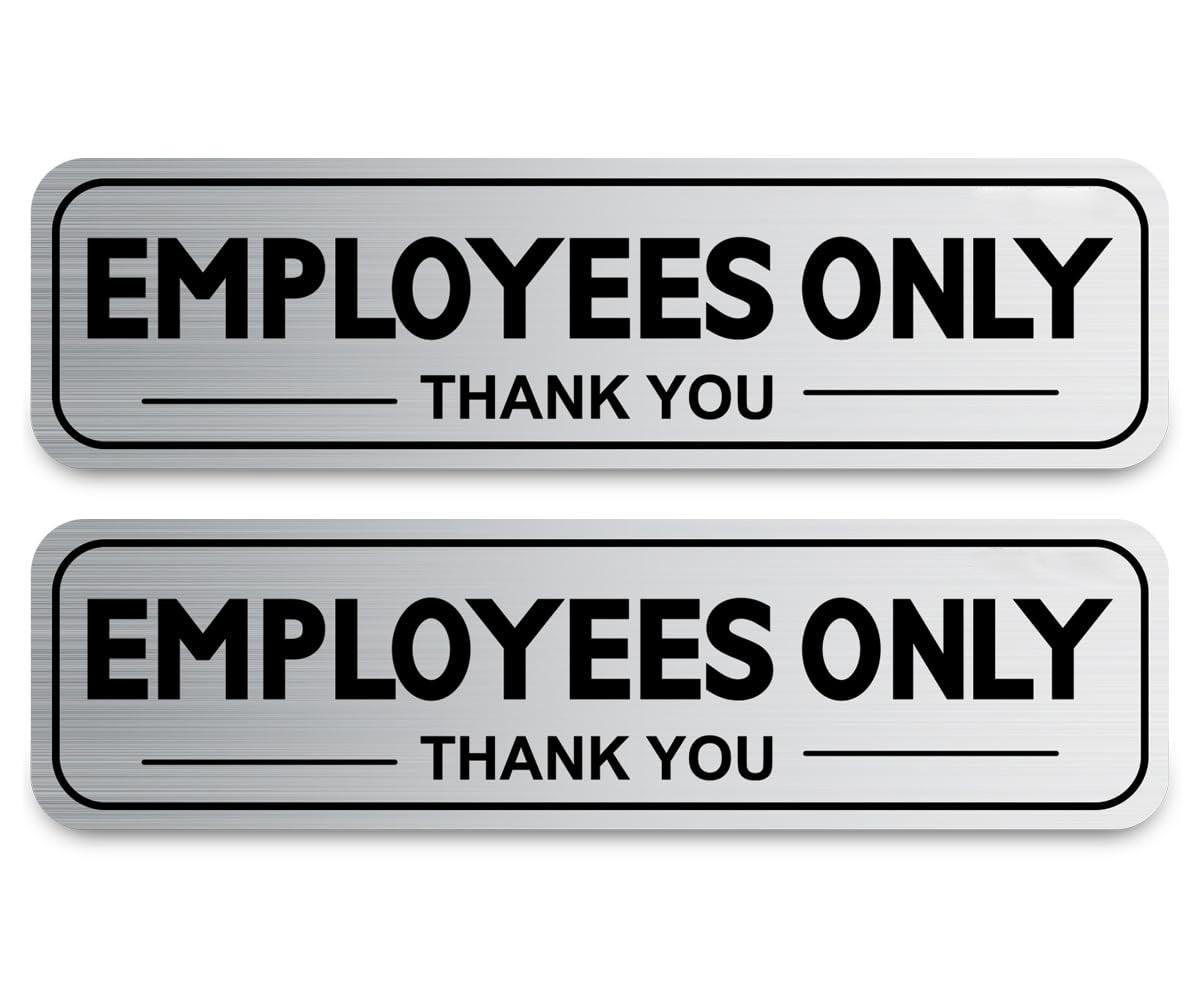 2 Employees Only Stickers, Metal Look, 9 X2.5 Inch, For Business Store Door