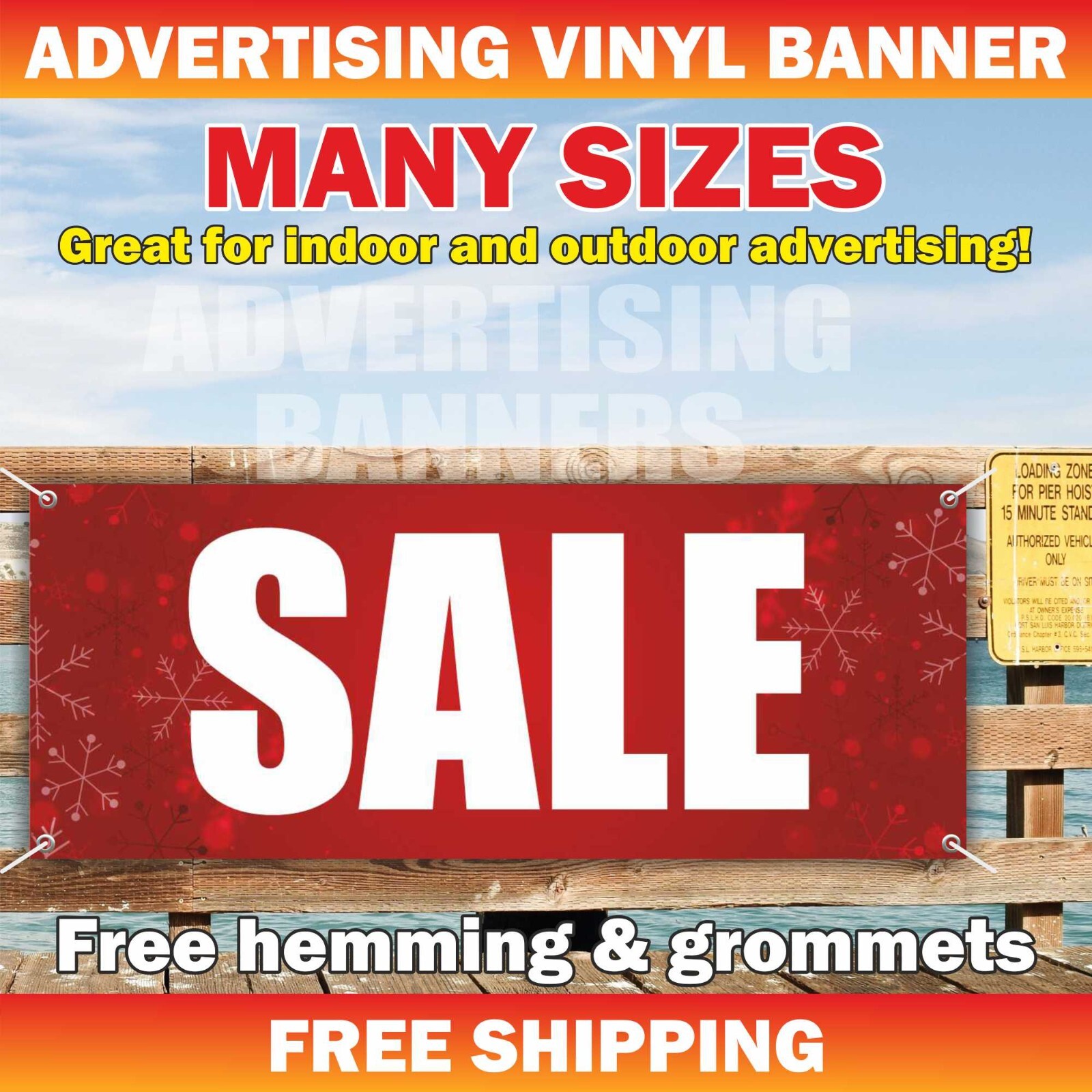 Christmas SALE Advertising Banner Vinyl Mesh Sign Merry Xmas Holidays New Year
