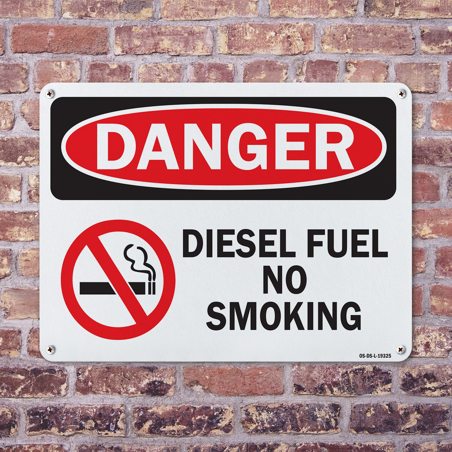 Diesel Fuel No Smoking with Graphic OSHA Danger Sign Or Decal – 5 or 10 Pack